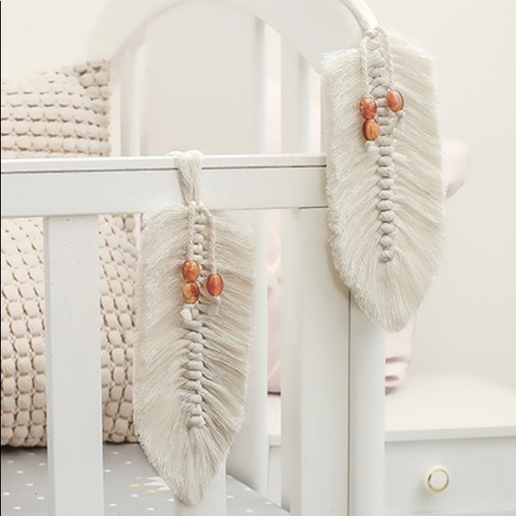 Macrame Fringed Feathers (set of 2) - Picture 2 of 2